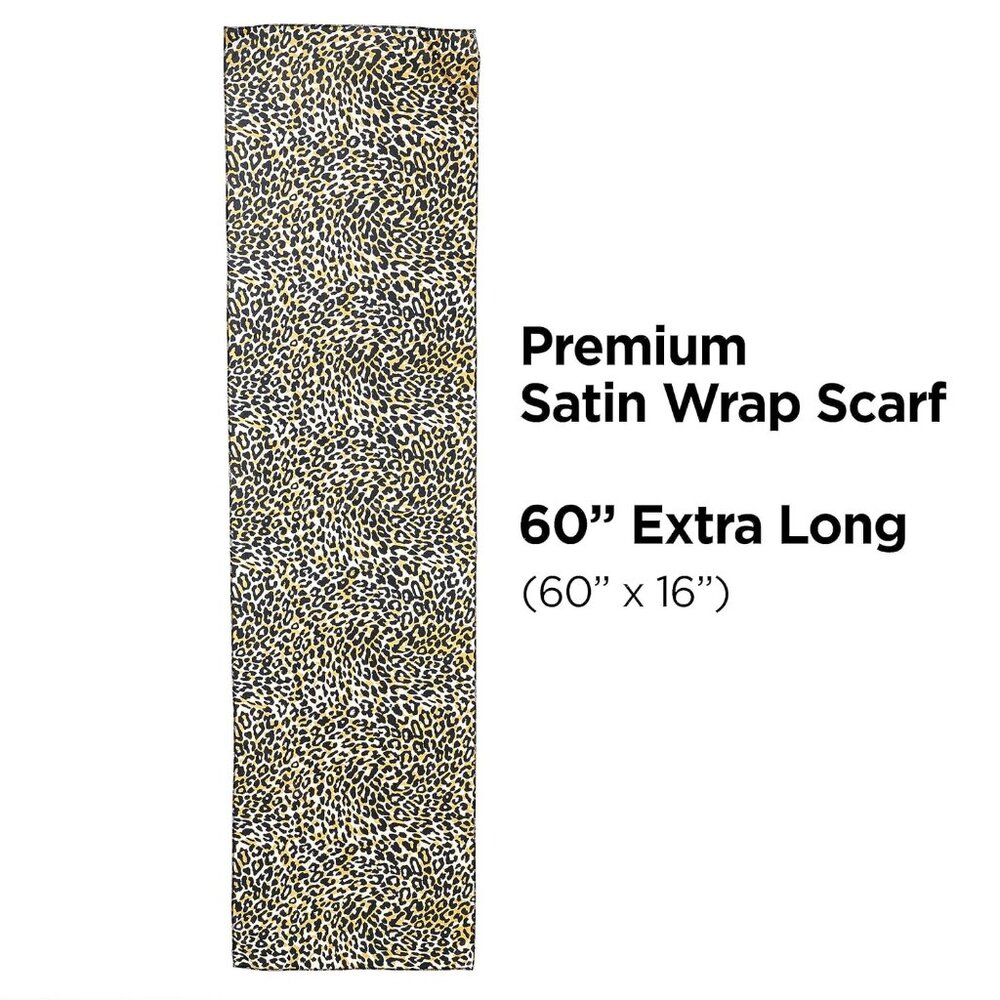 Soft Satin Wrap Scarf - Leopard Print, Multi-Purpose, Soft Premium Scarf For Min - Picture 3 of 7